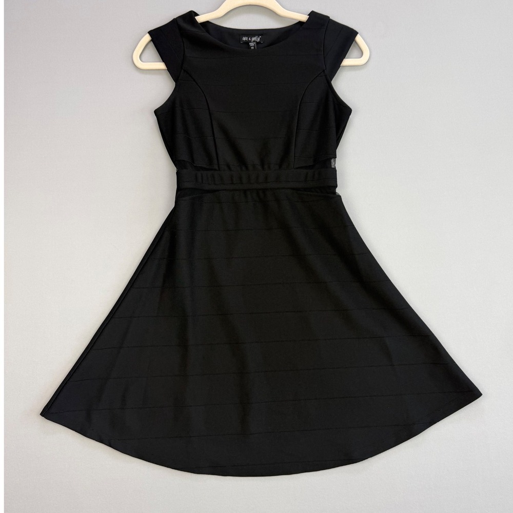 Ava & Yelly Bandage Fit and Flare Dress Mesh Cutouts Little Black Dress Size 14